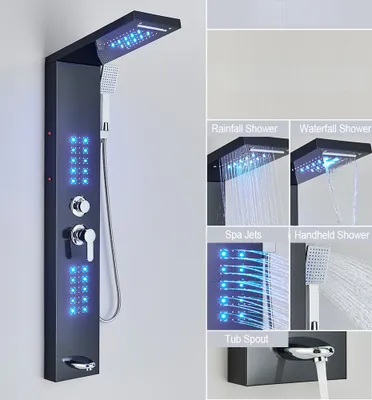 Produktbild von Edelstahl Duschpaneel LED Duschsäule set Regendusche Massage Duscharmatur system