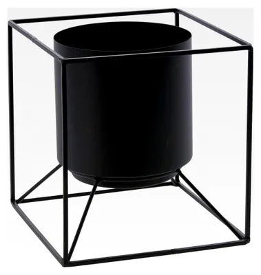 Produktbild von Blumentopfständer aus Metall - schwarz - moderner Pflanzenständer mit Topf