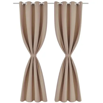 Image de vidaXL Rideaux occultants 2 pièces avec œillets métalliques 135 x 175 cm Crème