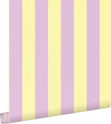 Produktbild von ESTAhome Tapete Streifen Pastellgelb und Violett 53 cm x 10.05 m