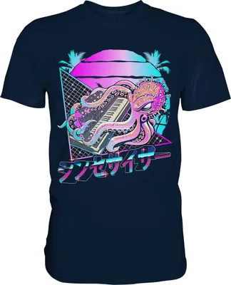 Produktbild von Synthesizer Octopus Vaporwave Kraken Modular Analog T-Shirt – Navy / 4XL