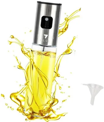 Immagine prodotto di Flacone spray per olio da cucina da 100 ml in acciaio inossidabile blu, per grigliare e cucinare al forno