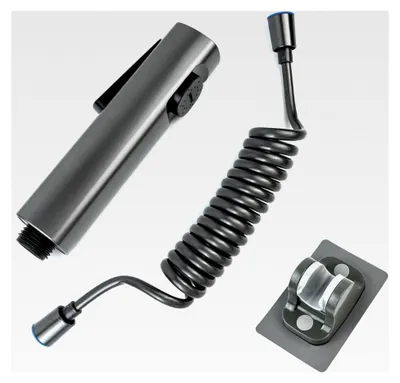 Produktbild von Handbrause für Bidet mit Wasserhahn und Schlauch aus Edelstahl, Grau