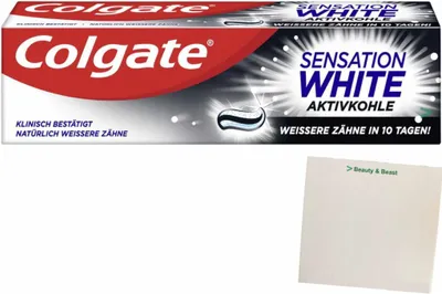 Produktbild von Colgate Sensation Weiß Aktivkohle Zahnpasta (75ml Packung) + usy Block