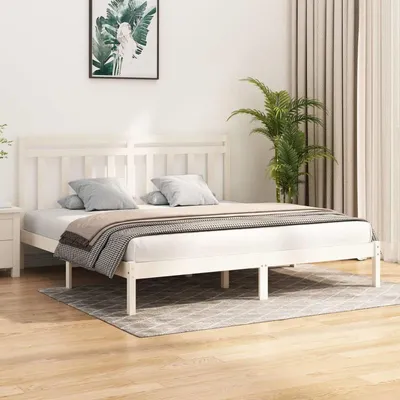 Obrázok produktu pre Moderná dvojposteľ z dreva, rozmer 200x200 cm, v bielej farbe, s minimalistickým dizajnom