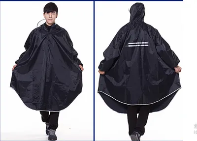 Produktbild von Fahrrad Regenponcho Tragbar Atmungsaktiv Kapuze Regenmantel Wasserdicht Navy