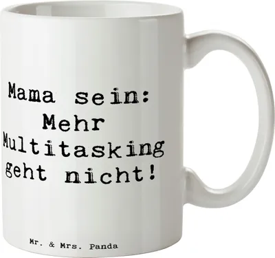 Produktbild von Mr. & Mrs. Panda Tasse Spruch Mama Multitasking - Weiß - Geschenk, Mutterschaft, haferl, Teebecher, Kaffeetasse, Zuneigung, Haushaltsführung, einzigartige Designs