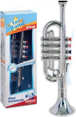 Immagine prodotto di Tromba per bambini Bontempi modello principiante argento in plastica 35cm tasti colorati