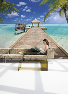 Produktbild von Komar Fototapete "Beach Resort", grün/blau, 368 x 254 cm