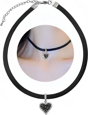 Produktbild von Gothic Kunstleder Choker Halskette einstellbar Schwarz