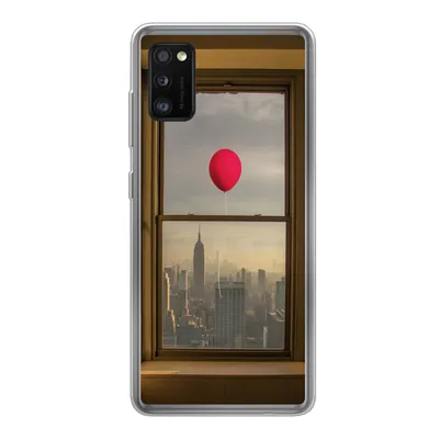 Produktbild von MuchoWow® Handyhülle Schutzhülle Hülle für Samsung Galaxy A41 Roter Ballon fliegt an Fenster in New York vorbei Silikon Softcase Handy Hülle - Mobiltelefon