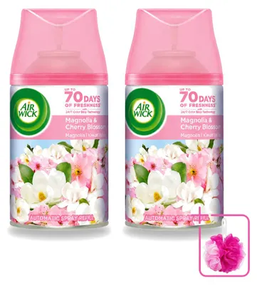 Zdjęcie produktu dla 2 sztuki wkładu do automatycznego dyfuzora Air Wick Freshmatic - Magnolia i kwiat wiśni - 250 ml - zestaw ekonomiczny