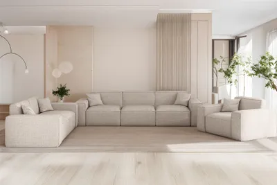 Produktbild von Sofaset Designersofa CELES PREMIUM 3-2-1 in Stoff Artico Creme