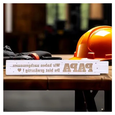 Produktbild von Zollstock mit individueller Gravur - Papa, wir haben nachgemessen - 2 Meter Maßstab aus Buchenholz mit Winkelanzeige - Geschenk zum Vatertag