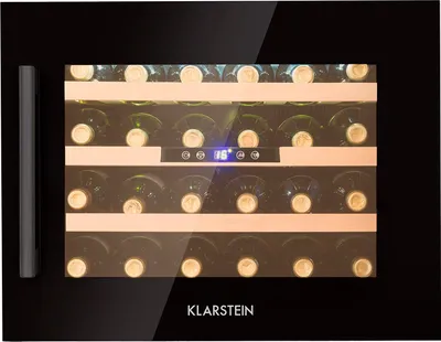 Produktbild von Klarstein Weinkühlschrank, 1 Zonen Getränkekühlschrank, Kleiner Einbau-Weinschrank Schmal, 57L Wein-Kühlschrank mit Glastür, Indoor/Outdoor Flaschenkühlschrank, Wine Fridge 5-22°C, 24 Flaschen