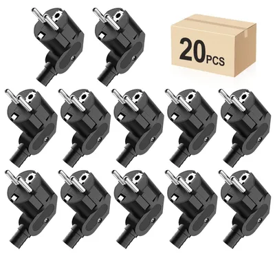 Schuko Winkelstecker 20 Stück geerdet 250V/16A schwarz