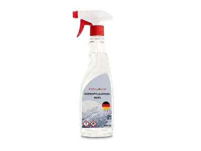 Produktbild von Ecoliquid Isopropylalkohol 99,9% IPA, 0,5 l; Entfettet, reinigt, desinfiziert; Einsatzbereiche: Gesundheitswesen, Veterinärmedizin, Haushalt, 3D-Druck, Fahrzeugpflege, Kosmetik, Industrie