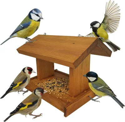 Produktbild von HolzGarden Vogelhaus zum Aufhängen 35x24x18 cm Pinia Holz Wetterfestes Futterhaus für Kleinvögel Handarbeit Modell Kleine Schenke