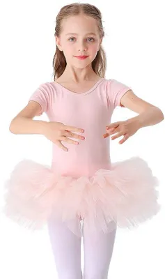 Productafbeelding van Tutu Kinderen - Katoen/Elastaan - Danskostuum - Korte Mouw - Maat 130 - Ademend/Makkelijk Onderhoud - Balletpak