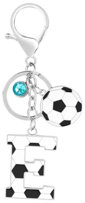 Productafbeelding van Voetbal Sleutelhanger met Letter E en Blauw Kristal