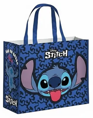 Immagine prodotto di Lilo & Stitch - Borsa della spesa con motivo del volto CD2696 (taglia unica) (blu navy scuro/azzurro/viola)