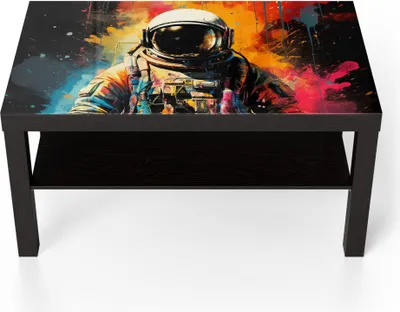 Produktbild von DEQORI Couchtisch 90x55 cm Schwarz 'Sternenreisender' Glas Beistelltisch Glastisch modern