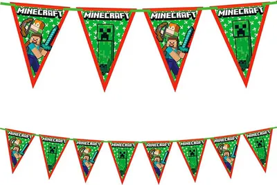 Produktbild von Minecraft-Papierflaggen-Girlande, 2,3 m, 1 Stück