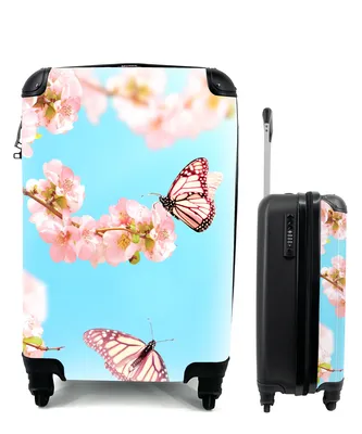Produktbild von MuchoWow® Koffer Handgepäck Trolley Rollkoffer Kleine Reisekoffer mit 4 Rollen - Schmetterlinge - Baum - Blumen - Cabin Size < 55x40x23 cm & 55x40x20 cm - Fotokoffer - Kabinenkoffer - Boardgepäck - Reise-Box - Reisekoffer - Reisegepäck - Koffer mit Bild - Trolley für Kinder