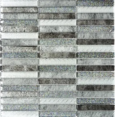 Produktbild von Glasmosaik XCM ST DS 29,8x30,4 cm mix silber