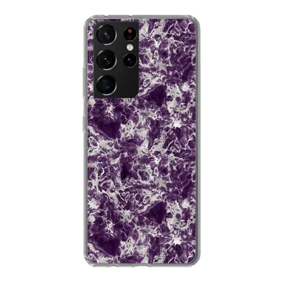 Produktbild von MuchoWow® Handyhülle Schutzhülle Hülle für Samsung Galaxy S21 Ultra Marmor - Lila - Silber - Muster Silikon Softcase Handy Hülle - Mobiltelefon