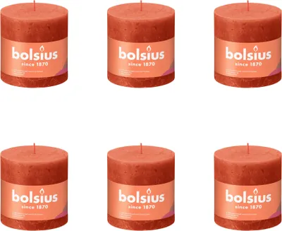 Zdjęcie produktu dla Bolsius - Rustykalna świeca filarowa - 100/100 - 1 sztuka w opakowaniu - Ziemisty pomarańcz - Opakowanie wartościowe - 6 sztuk