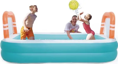 Produktbild von Familie aufblasbarer rechteckiger 2-Ring-Pool mit Toren 258x170x50cm 51471