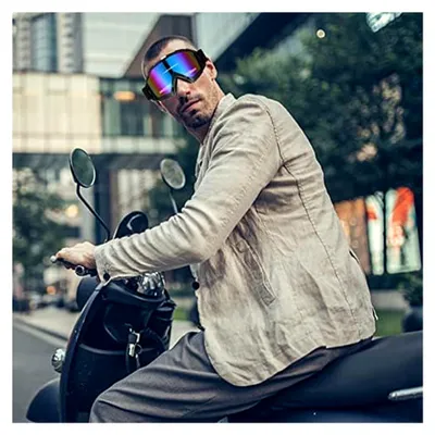 Produktbild von Winddichte Schutzbrille für Herren – Sonnenbrille für Fahrrad und Motorrad, Outdoor-Schutzbrille in Schwarz