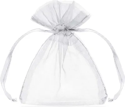 Image de Élégants sacs en organza blanc de 10 cm - parfaits pour les cadeaux, les décorations et de nombreuses occasions  Haute qualité, belle finition et design polyvalent - créez des moments inoubliables