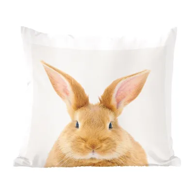 Produktbild von MuchoWow® Zierkissen Sofakissen Wohnzimmer Dekokissen 50x50 cm Tiere - Kaninchen - Weiß - Komfort - Sofakissen