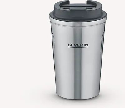 Produktbild von Thermobecher Kaffeebecher 350ml SEVERIN ZB 5555 Edelstahl Filka Isolierbecher ZB 5555 aus Edelstahl, gebürstetschwarzsilber Thermobecher  Kaffeebecher  Kaffeebecher To Go  Isolierbecher  Kaffee To Go