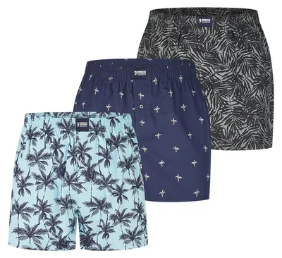 Produktbild von Happy Shorts Herren Boxer Motiv Mix 3-Pack palms - Größe XL