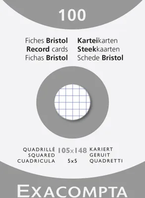 Produktbild von Exacompta 10x Karteikarten A6 kariert, Faltschachtel mit 100 Stück, Weiß, 13209E