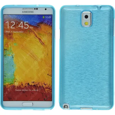 Produktbild von PhoneNatic Case kompatibel mit Samsung Galaxy Note 3 - blau Silikon Hülle brushed + 2 Schutzfolien