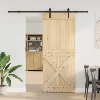 Produktbild von Möbel Schiebetür NARVIK Natürlich und Schwarz 100 x 210 cm (213,5 cm)Zimmertüren  - Zimmertüren  c6161