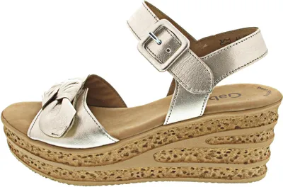 Produktbild von Gabor 44653-62 Sandaletten, Damen, Puder (Metallic), Leder, Keilsandalette - Damenschuhe Sandalette / Sling, Mehrfarbig, leder (satin met)