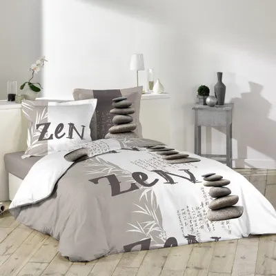 Produktbild von 3tlg. Bettwäsche Baumwolle 240x220 Übergröße King Size Bett Kissen Bezug taupe
