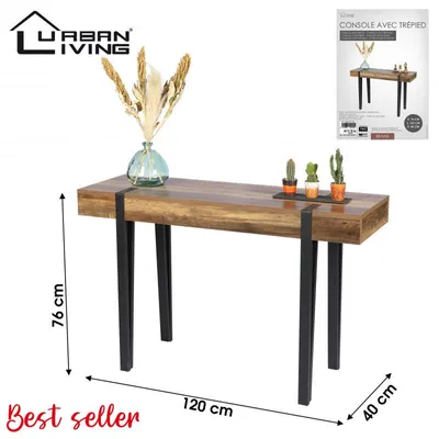 Image de Console BRAMS - Bois, métal - Plateau effet bois - 120 X 40 X H 76 cm