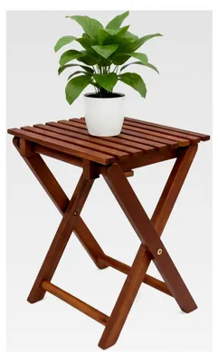 Produktbild von Klapphocker aus Eukalyptus - Blumenhocker, Holz Beistelltisch, Gartenhocker