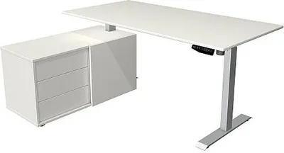 Produktbild von Kerkmann Schreibtisch Sitz- /Stehtisch Move 1 silber mit Sideboard  weiß
