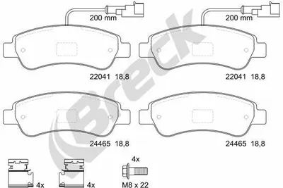 Produktbild von BRECK Bremsbeläge Satz Hinten Bremsklötze für FIAT Ducato Kastenwagen (250, 290) 24465 00 703 10