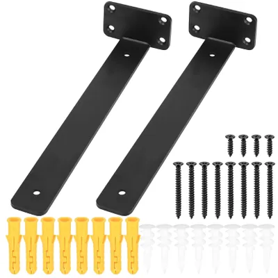 Immagine prodotto di Supporti invisibili per mensole, 2 pezzi, neri, 300 mm, per mensole da parete, ideali per la cucina