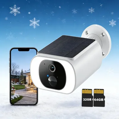 Obrázek produktu pro Solární dohledová kamera Venkovní WLAN 2K AI Detekce lidí, barevné noční vidění, reflektor a siréna 32 a 64 GB