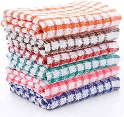 Image de Lot de 6 torchons de cuisine, 100 % coton, absorbants, ne peluchent pas, pour restaurant