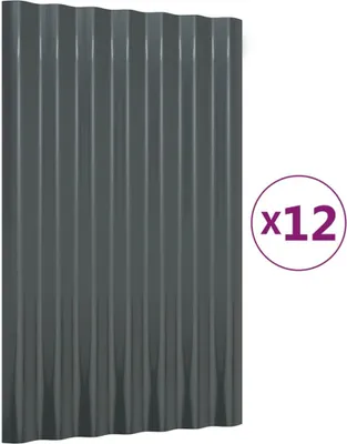 Produktbild von vidaXL Dachpaneele 12 Stk Verzinkter Stahl Anthrazit 60x36 cm